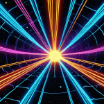 **

Prompt: Entangled photons, vibrant and surreal, connected by a glowing line across a cosmic background. Emphasize the paradox of "spooky action at a distance." Style: Science illustration, vibrant colors, high detail.

**