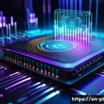Home 13 양자정보이론과 암호화 - A highly detailed futuristic laboratory scene showing a quantum computer at work, with glowing qubit...